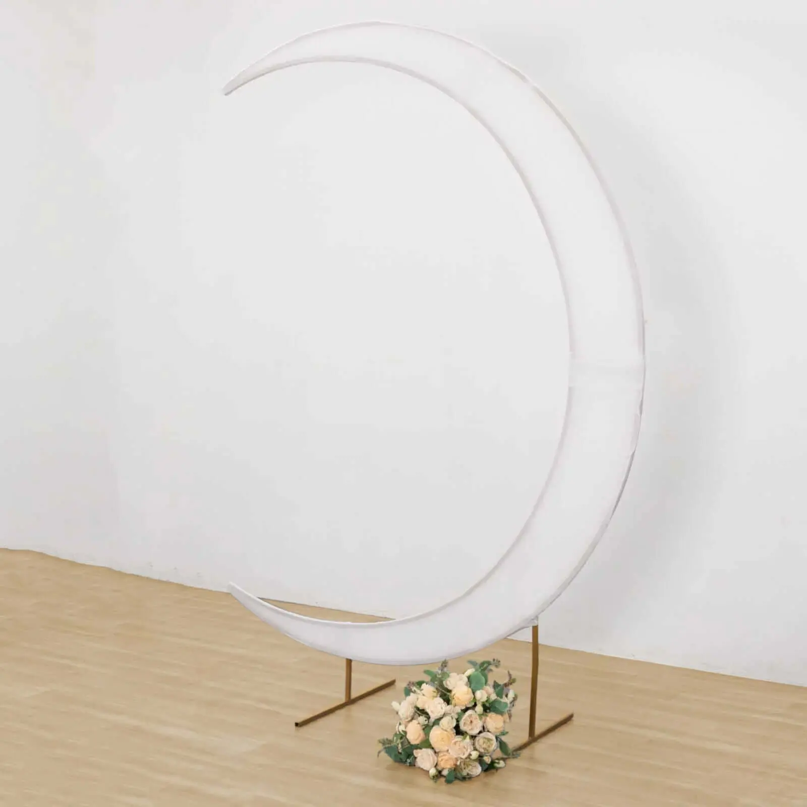 7.5ft White Spandex Crescent Moon Wedding Arch Cover, Custom Fitted Chiara Backdrop Stand Cover