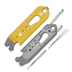 KIZER 10-in-1 Multiduty Titanium & G10 Pac Bar Portable Multi-tool EDC with Detachable Toothpick Tweezers Flat Head Screwdriver & More Men's Essential Tool multifunctional