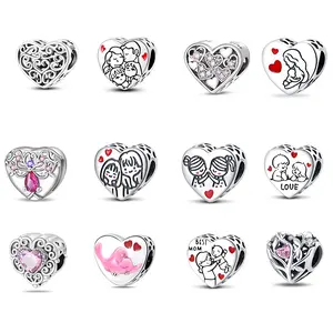 925 Silver Emotional Expression Wishes Heart-Shaped Design Sweet Charms Beads Fit Original Bracelets DIY Jewelry