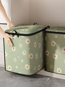 Floral Print Quilt Storage Bag, Cute and Practical Bedding Organizer, Organizational Zipper Storage, Durable Material Storage Bag with Handle, Suitable for Home Use