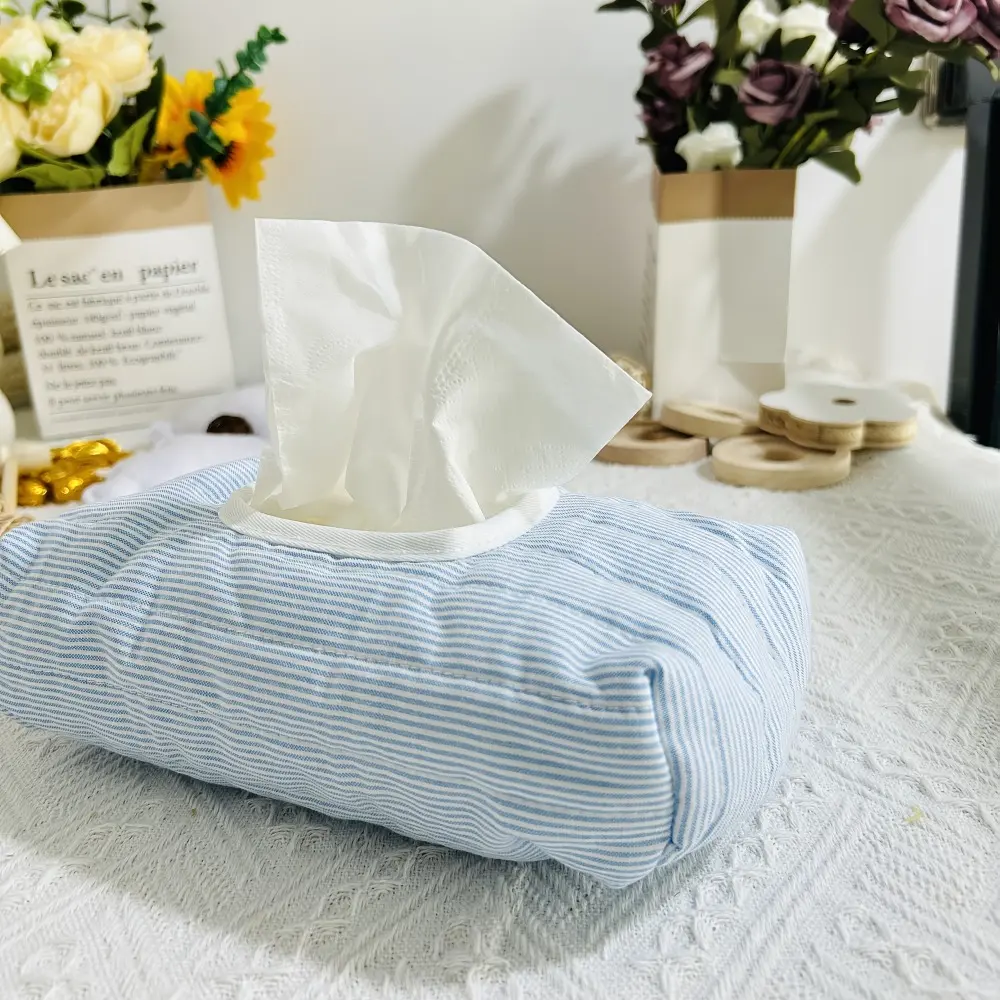 Quilted stripe wet wipes bag, portable Travel extractable tissue bag storage, Space Saving Bags