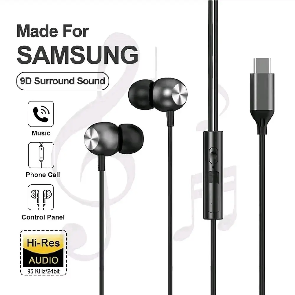 Hi-Fi Audio Earbuds with Noise-Isolating Silicone Tips - USB-C or 3.5mm Aux Connector Options - High-Definition Sound & Built-in HD Microphone for Calls - Compatible with iPhone 15/16/17, Android, Samsung, Laptops, Gaming - Black, White, Green, Purple