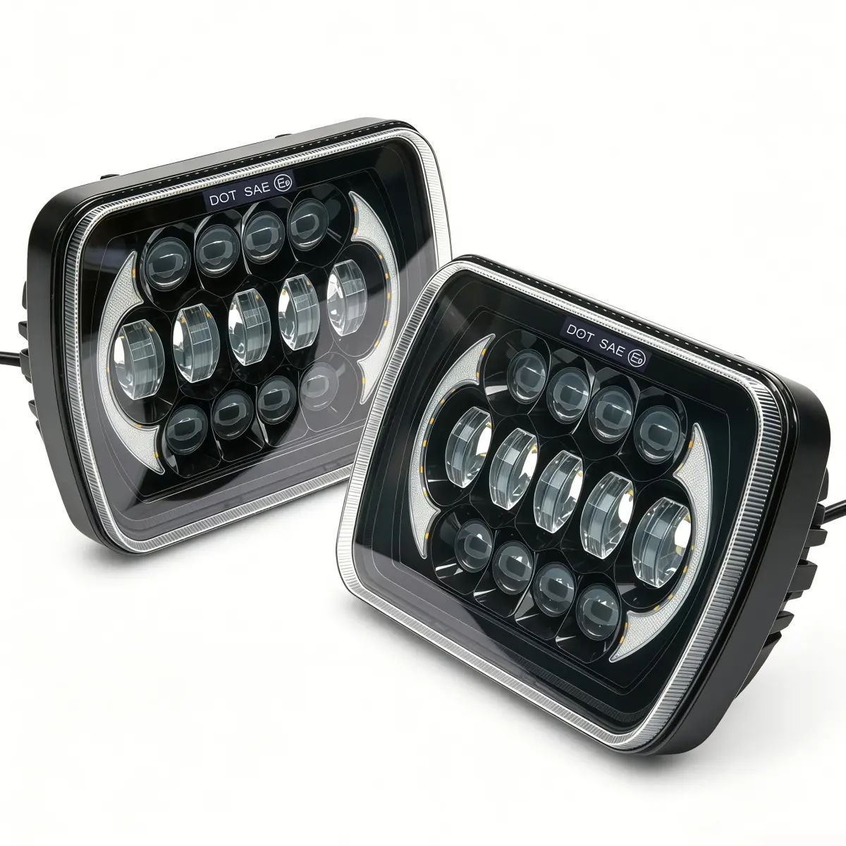 H6054 5x7 7x6 Led Rectangle Headlights for Off-road, 6000K White High Brightness Headlamp, DOT Approved High Low Sealed Beam DRL, H4 Plug Light Bulbs with H6054 LED Headlight - 1 Pair