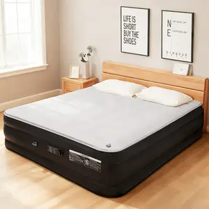 【Crazy price 】Air Mattress 17" Inflatable Blow Up Mattress Airbed with Built-in High Capacity Pump Adjustable Non-Slip Bottom Portable for Home or Camping