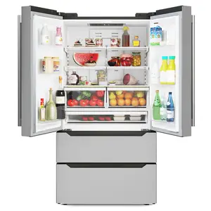 22.5 Cu. ft. French Door Refrigerator, Deep Freezer, 4 Door Stainless-Steel Fridge