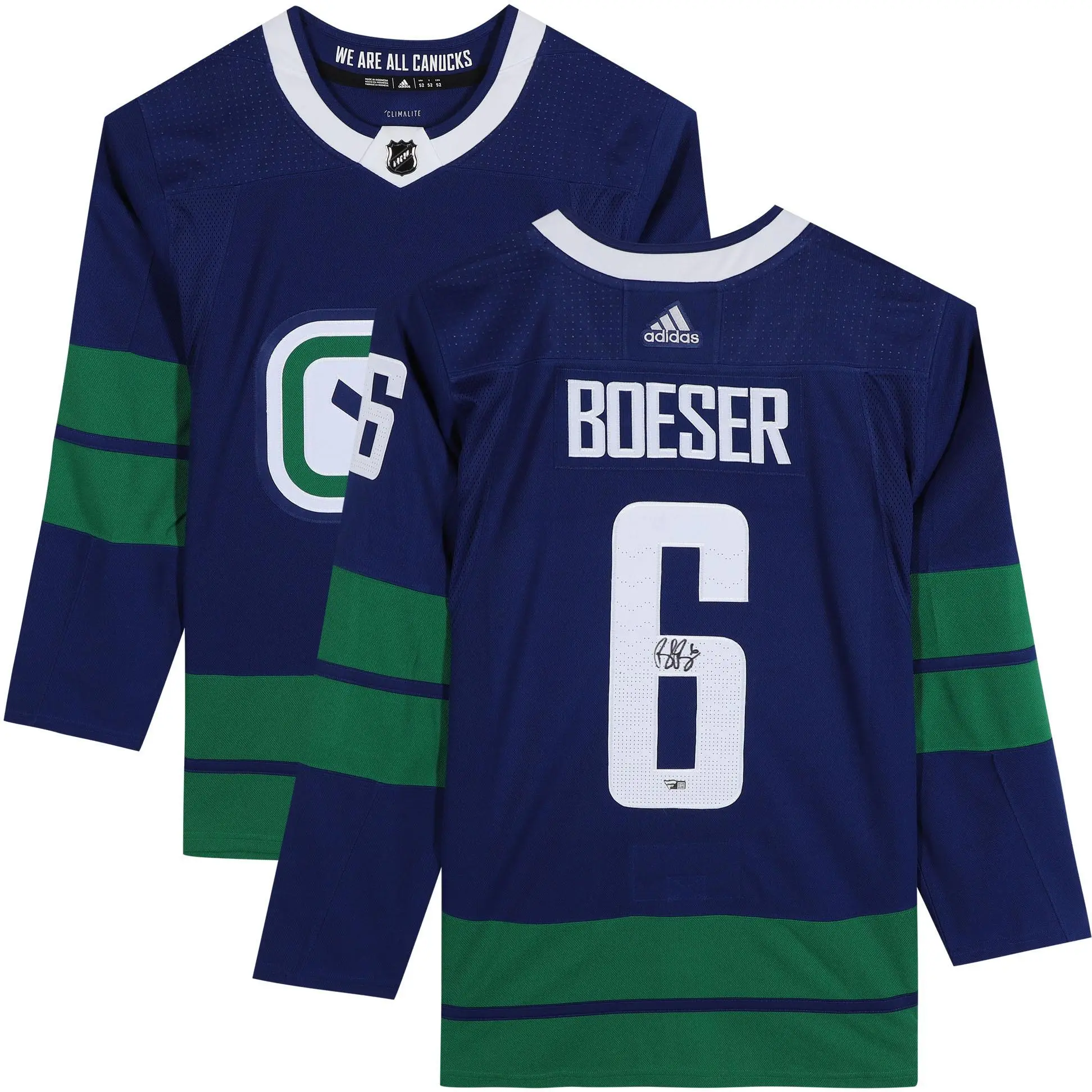 Brock Boeser Vancouver Canucks Autographed Blue Alternate Adidas Authentic Jersey - Fanatics Authentic Certified