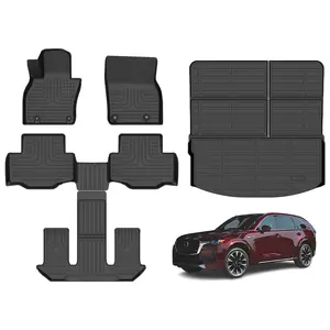 KELCSEECS Mazda CX90 & CX90 PHEV 7-P 2024-2026 Floor Mats & Cargo Liners All-Weather TPE Front & Rear Row & Trunk Mats  Accessories Non-Slip Custom Fit Waterproof Easy Clean Eco-Friendly Safe Durable 3D Laser Scans