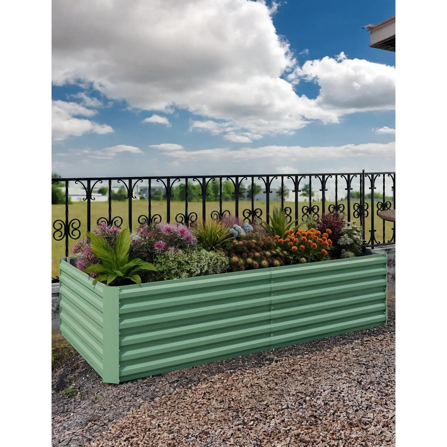 Galvanized Steel Raised Garden Bed - Large Deep Root Metal Planter Box for Outdoor Vegetables, Flowers, Herbs & Succulents - Durable Square or Oval Design, Easy Assembly, 269 Gallon Capacity