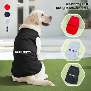 3XL-6XL Summer Sleeveless Dog Tank Top - "SECURITY" Black White Text Print, Simple Pullover Design, Sun Protection Cooling Vest for Golden Retrievers Labradors Alaskan Malamutes & Other Large/Medium Dogs (Black White Red)