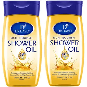 Dr.davey Rich Nourishing Shower Oil, Natural Plant Oils, 2-Pack 200ML Hydrating Moisturizing Moisture Skin Care, Unisex Full-Body Lotion for All Seasons, Travel-Friendly