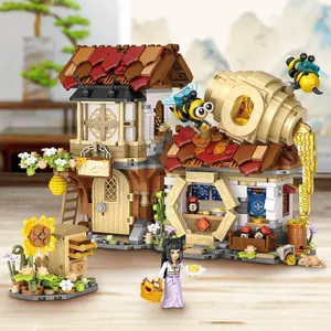 LOZ Lizhi Building Blocks China-Chic Honey Shop 1242PCS House Building Kit Small Particle Educational Toys Second Senior Brother Meat Shop Assembled Building Blocks Gift