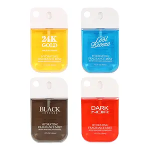 Travel-Size Hydrating Body & Hair Fragrance Mist for Men & Women – 4 Assorted Scents: 24K Gold, Cool Breeze, Black Intense, Dark Noir – 45ml/1.5fl.oz