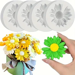 Four piece daisy candle aromatherapy silicone mold suitable for Molding DIY handmade crafts, soap production, car aromatherapy, etc