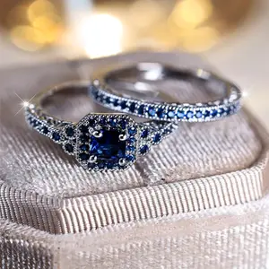 1 Set of Fashionable and Sparkling Cubic Zirconia Aquamarine Jewelry as a Gift for Women on Dating, Engagement or Wedding for Her