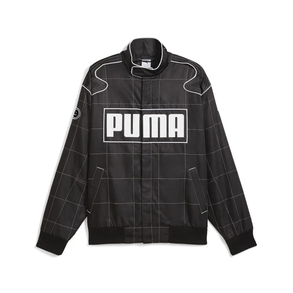 PUMA Mens Archive Seasonal Relaxed Racer Jacket Athletic Outerwear Casual - Black