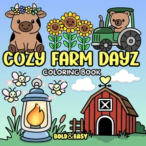 Cozy Farm Dayz Coloring Book & Reusable Protective Sheet by Wook Books