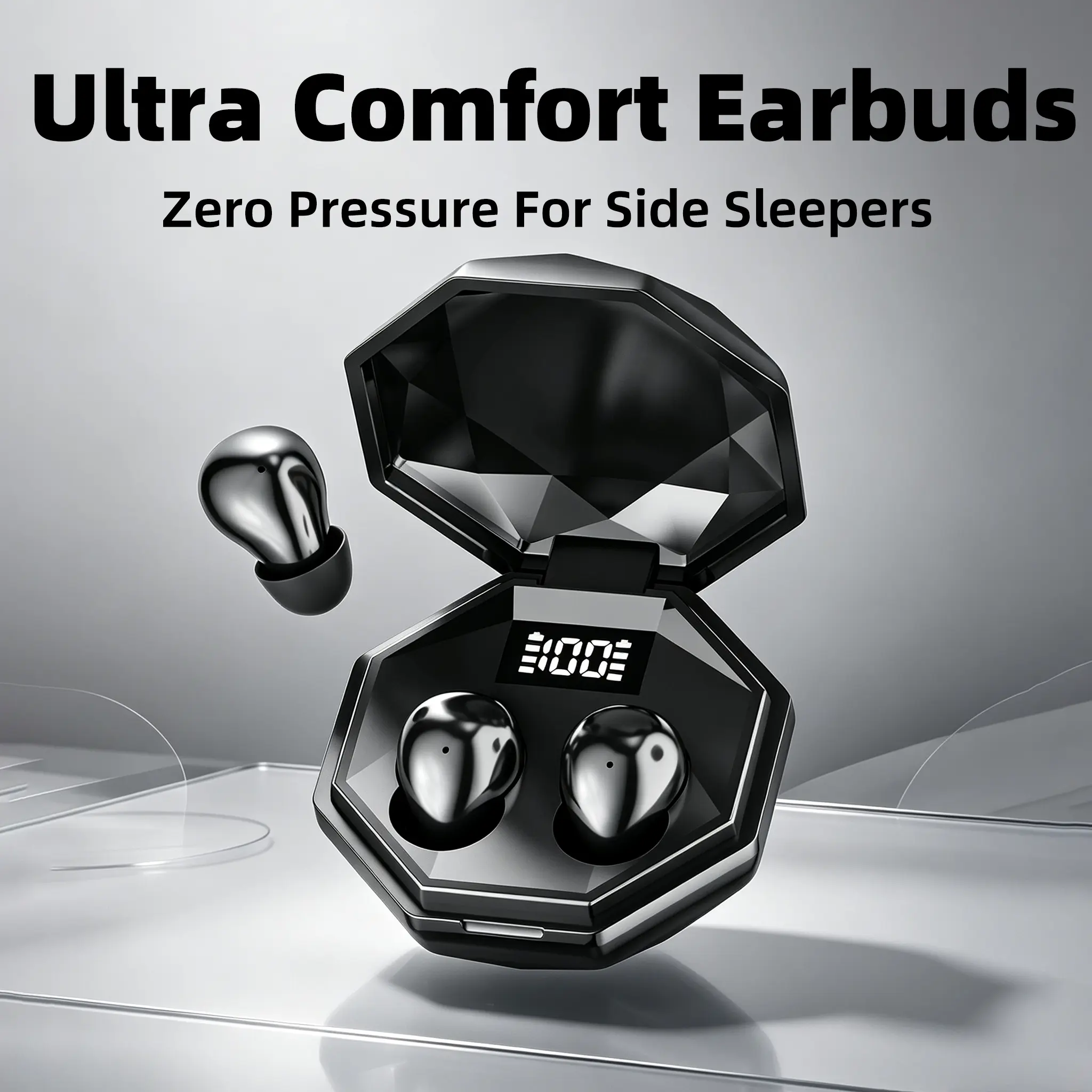 Ultra-Mini Invisible Bluetooth Sleep Earbuds, Ergonomic Fit for Stable Wearing, No Ache During All-Night & Side-Lying Use, Clear Balanced Audio, Digital Power Display Charging Case, Ideal for Travel & Office Short Breaks