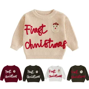 REDWOON Baby Christmas Outfit Boy Girl First Christmas Sweater Infant Toddler Knit Ugly Sweaters Fall Winter Clothes