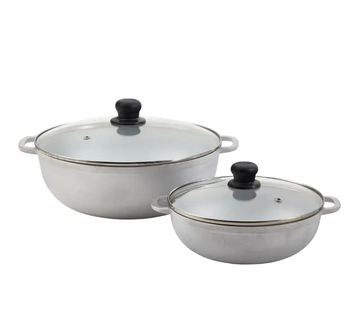 IMUSA 2.5/7.0qt Cast Aluminum Caldero 2pc Set with Glass lid - 22/30cm IMUSA 2.5/7.0qt Cast Aluminum Caldero 2pc Set with Glass lid - 22/30cm