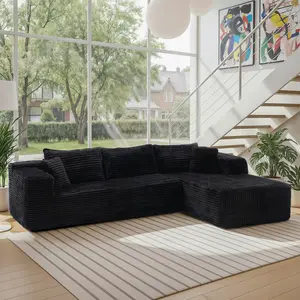 FUFU&GAGA 105.9" Beige Modern High Density Cloud Couch Modular L-Shaped Sofa with Chaise Lounge for Small Spaces Lamb Bouch Fabric Sectional Sofa Couch Floor Sofa for Living Room