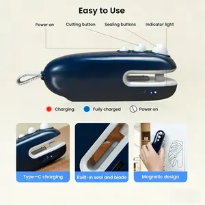 2-in-1 Mini Bag Sealer & Cutter – USB Charging Heat Sealer for Plastic Snack Bags, Keeps Food Fresh Longer