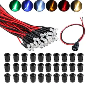 30 Sets/90 Sets 3mm LED Pre-Wired 20cm Dc 3v-12V, Ultra-Bright Mini LED, Plastic Mount, DIY Research Industrial Use
