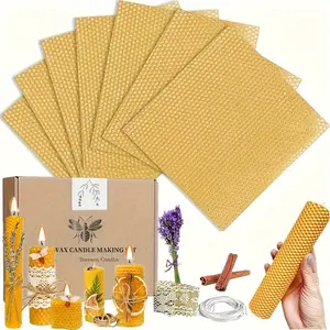 22 Pcs Beeswax Candle Making Kit, 7 Natural Honeycomb Beeswax Sheets with Decor Accessories, All-Inclusive DIY Roll Candle Kit for Beginners, Ideal Gift for Candle Lovers, Craft Set for Home & Holiday Projects Cinnamon Decoration Dried Flowers