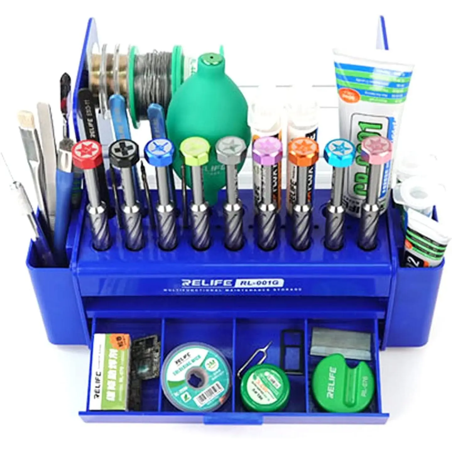 Multifunctional Tool Organizer Station for Camping & Outdoor Activities, 26 Holes 4 Compartments Side Storage for Screwdrivers & Repair Tools