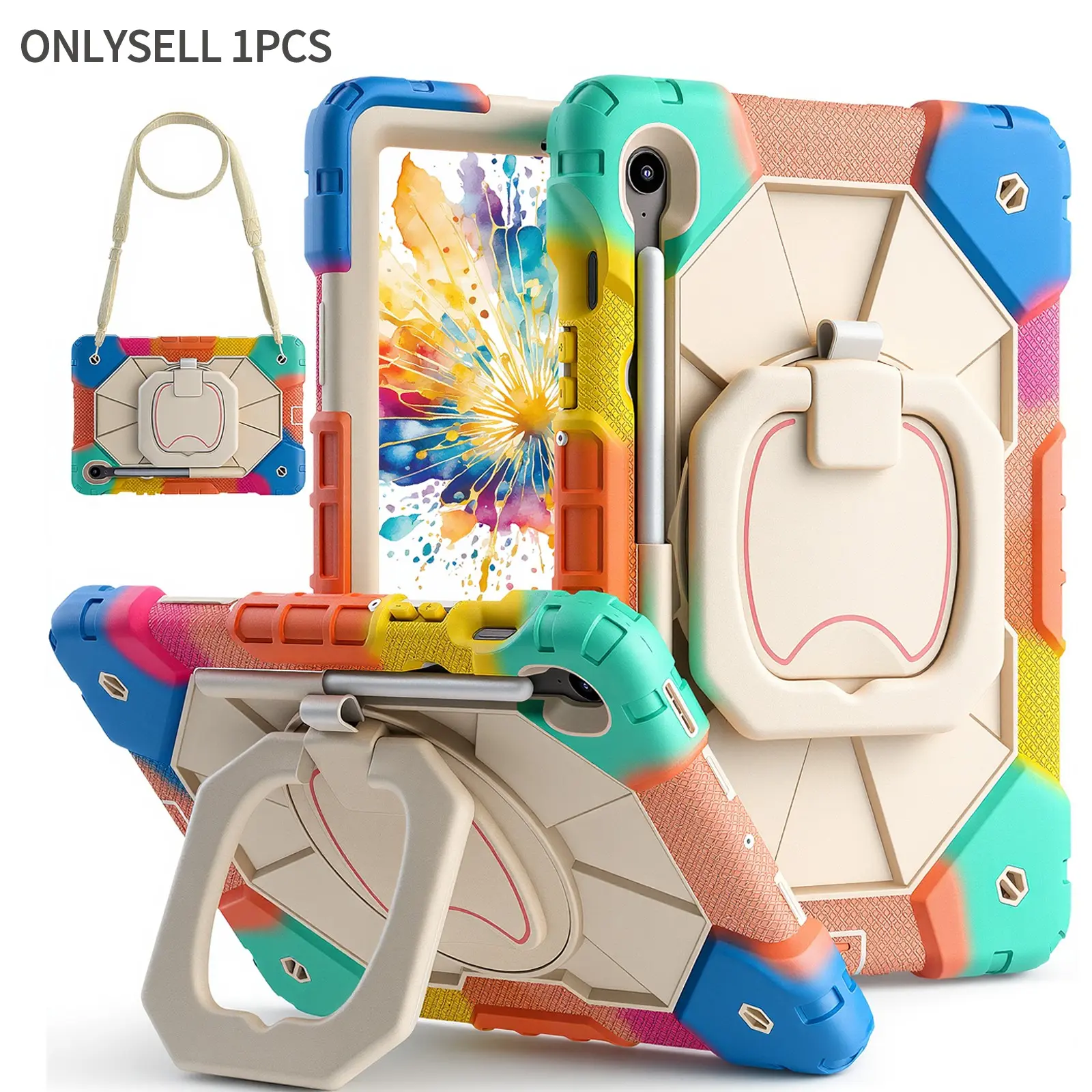 Full-Body Drop Protection Case, Tablet Protective Cover for Samsung Galaxy Tab S11, A11 8.7", A11 Plus 11" 2025 with Screen Protector, Rotating Stand, Pencil Holder, Shoulder Strap, Shockproof Cover, Kids Tablet Cover, Tablet Accessories