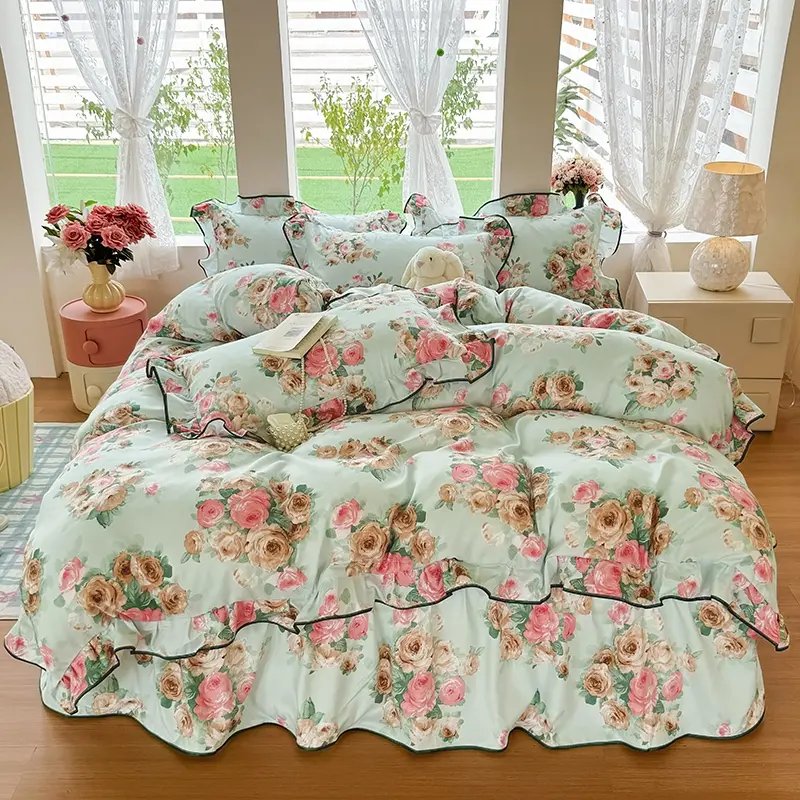 3-Piece Floral Decorative Bedding Set, Includes 1 Duvet Cover & 2 Pillowcases, High weight Brushed Soft Fabric, Perfect for All Seasons, Soft Bedding Sets