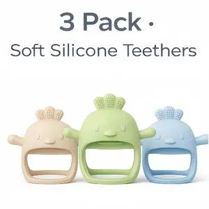 3-Pack  Baby Teethers - Soft Silicone Teething Toys for Infants - Cute Animal Designs - BPA Free & Safe for Teething Babies