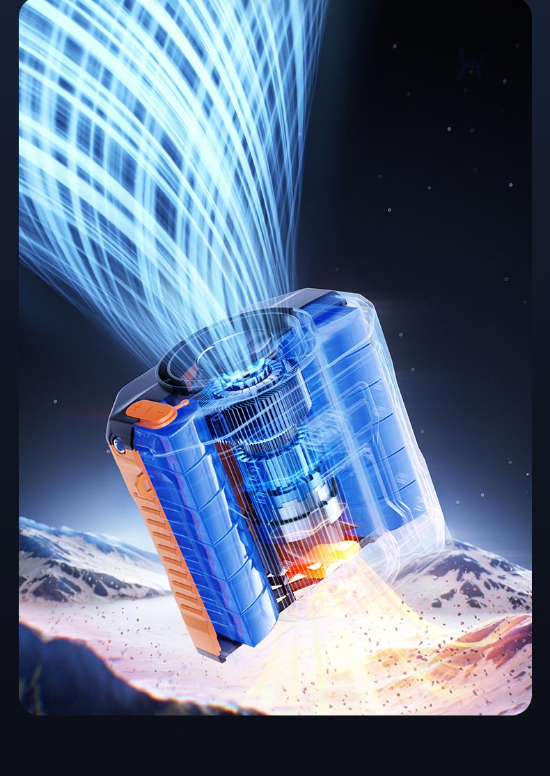 HOOYS USB Rechargeable Handheld Portable Fan, 199-Speed Adjustable, with Waist Clip, Flashlight & PowerDisplay, Personal Fan for Outdoor, Camping, Jobsite, Travel &Indoor Use