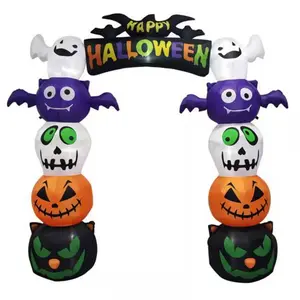 8.2 Ft. Cute Halloween Inflatables Pumpkin Archway Outdoor Decoration with Built-In LED Lights