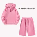 Men’s Top 2-Piece Casual Stylish Menswear Streetwear Set - Quarter-Zip Long Sleeve Polyester Hooded Sweatshirt, 3/4 Wide-Leg Athletic Shorts, Slim Fit, Adjustable Drawstring Elastic Waistband, Plain Summer Outfit