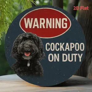 Hilarious Black Dog Warning Sign Featuring a Cockapoo Theme 2D Flat Print Pet Enthusiast Gift Ideal for Home Office Garage Coffee Shop Durable Dog Lover Decor Bedroom Wall Art Playful Design High Quality Print Perfect for Room Decoration