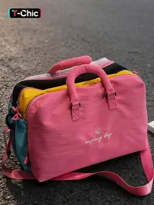 25 Autumn Winter New Dopamine Color Patchwork Luggage Bag Handbag Shoulder Crossbody Bag, Travel Duffle Bag School Gym Bag, Hanging Suitcase, Independent Shoe Compartment, Holiday Gift