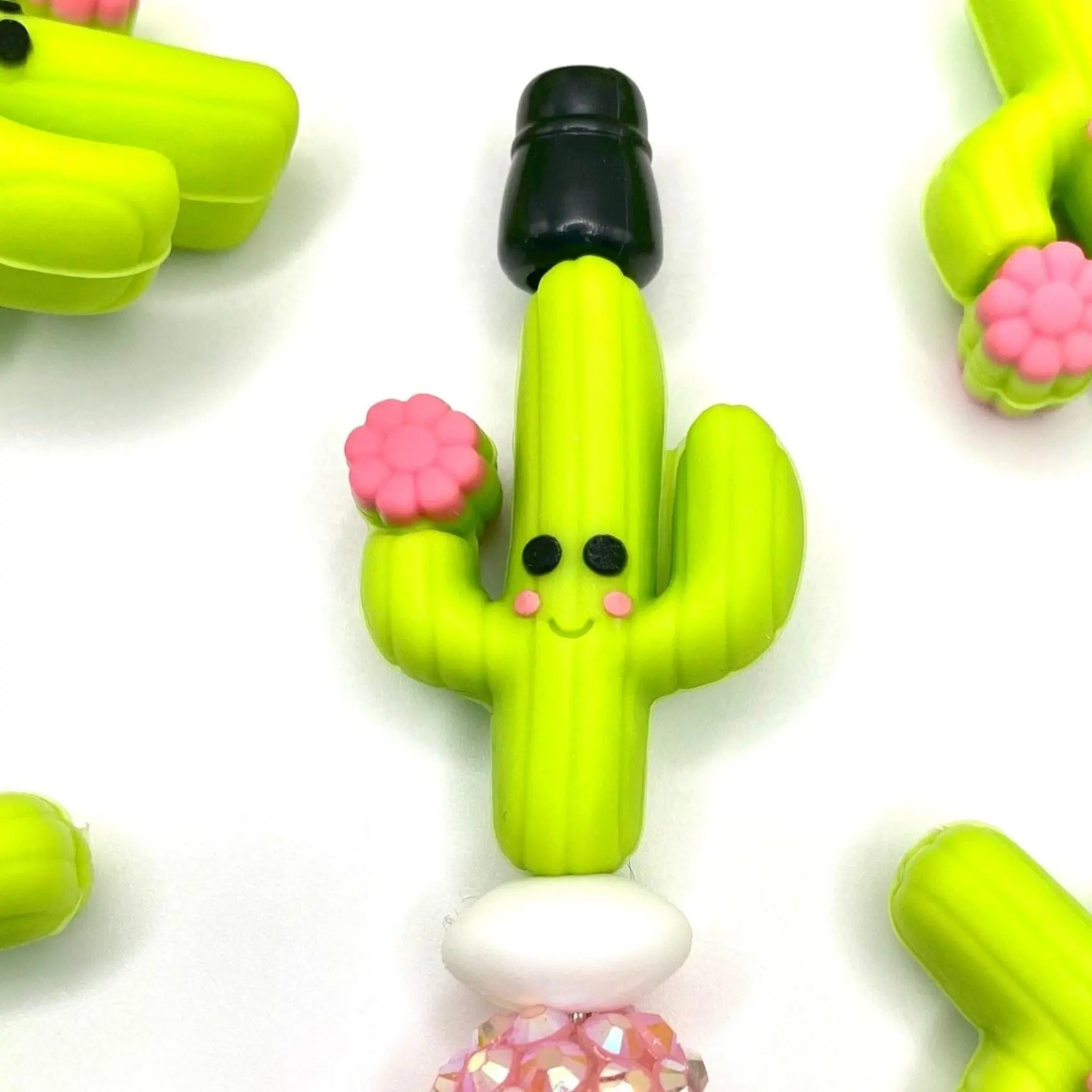 1pc I Wet My Plants 3D Silicone Focal Beads - Cactus Shape Beading & DIY supplies