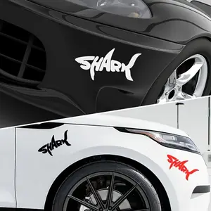 2PCS/SET SHARK Shark Car Sticker Suitable for car body decor Personalized cool letter decal Dark-style car exterior sticker Cross-border popular car accessory Fits various family car exteriors Cool style decor goodie