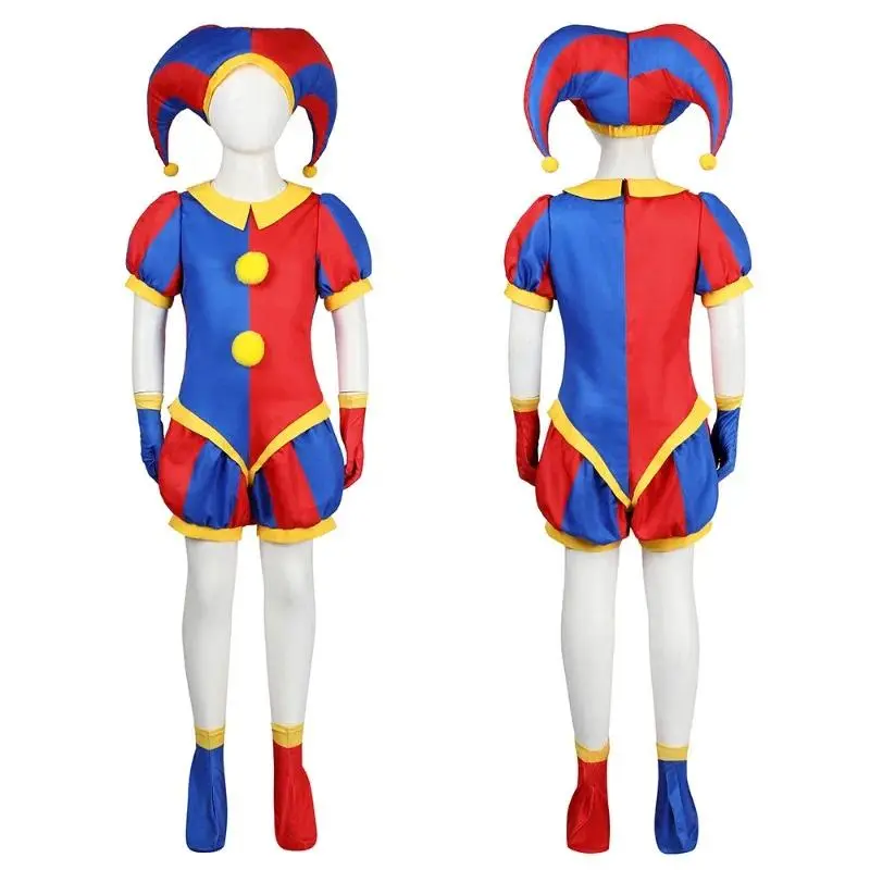 Pomni Cosplay Costume Set - The Amazing Digital Circus Jester Uniform for Adults & Kids, Halloween Themed Party Outfit for Costume Use