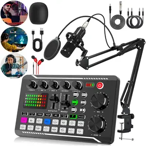 BM-800 Microphone Kit with F998 Sound Card,Professional Podcast Equipment Bundle for Studio Recording,Live Streaming,YouTube TikTok,Gaming,Singing,Voice Changer DJ Mixer Audio Interface for PC PS4 PS5