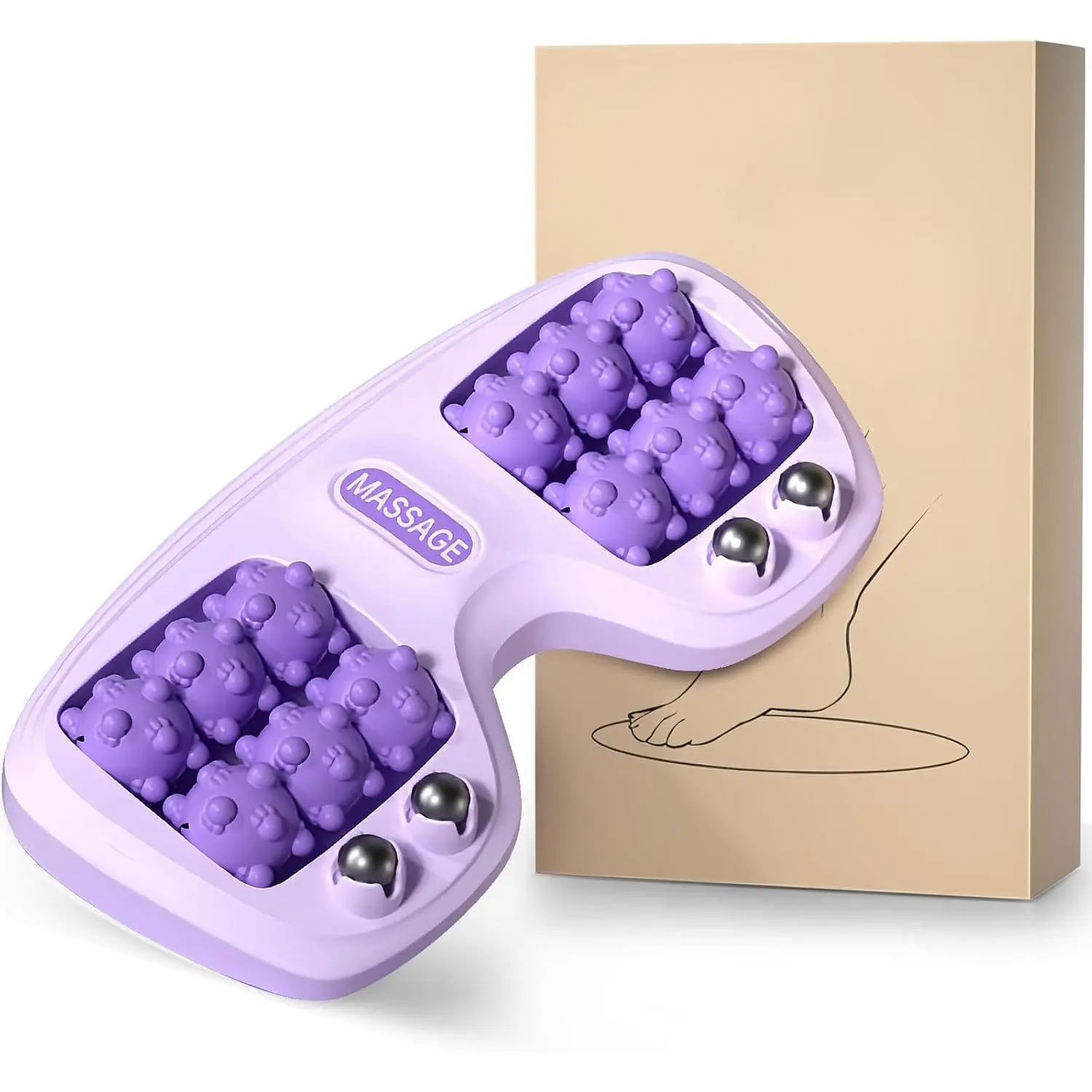 Foot Massager Roller for Plantar Fasciitis Relief, Dual Foot Acupressure Therapy for Pain Relief, Stress Relief and Improved Circulation, Portable Reflexology Tool for Home and Office Use