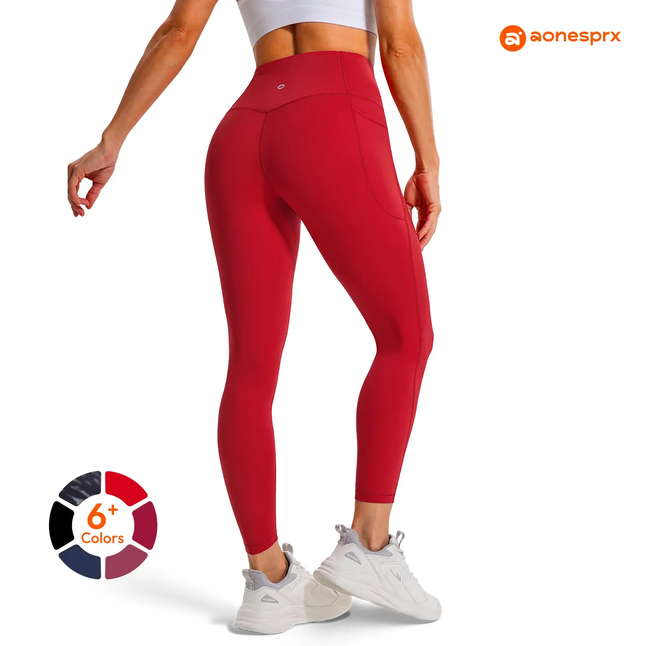 Aonesprx UItra-Define Women's High-Waisted 7/8 Ankle Leggings with Pockets – High-Stretch Tummy Control Mesh Waistband, 25"Inseam, Buttery Soft, Breathable for Yoga, Gym & Everyday tiktokshopbacktoschool