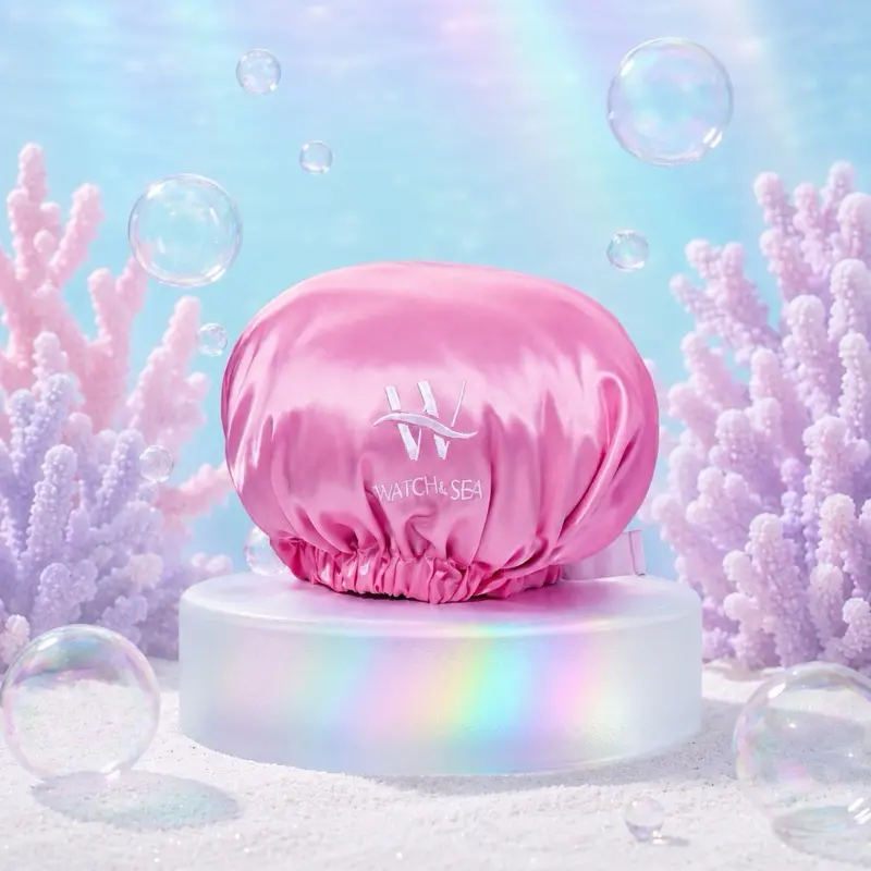Sea So Protective Reversible Satin Hair Bonnet (Adult Size) Shower Cap Set Shower Cap Adjustable Cover