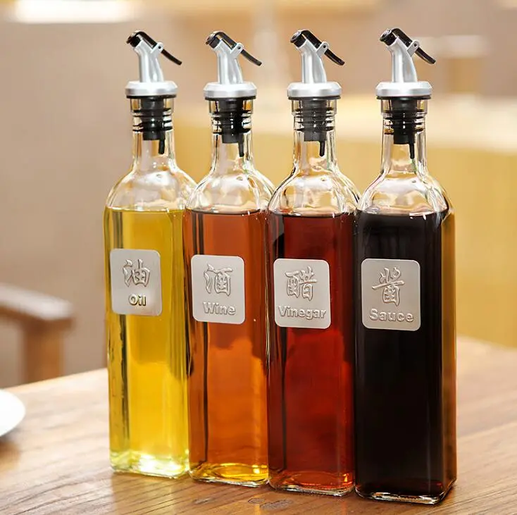500ml CE Certified Transparent Glass Oil & Vinegar Dispenser Bottle with Drip-Free Spout, Reusable Kitchen Utensil for Everyday Use, Utensils