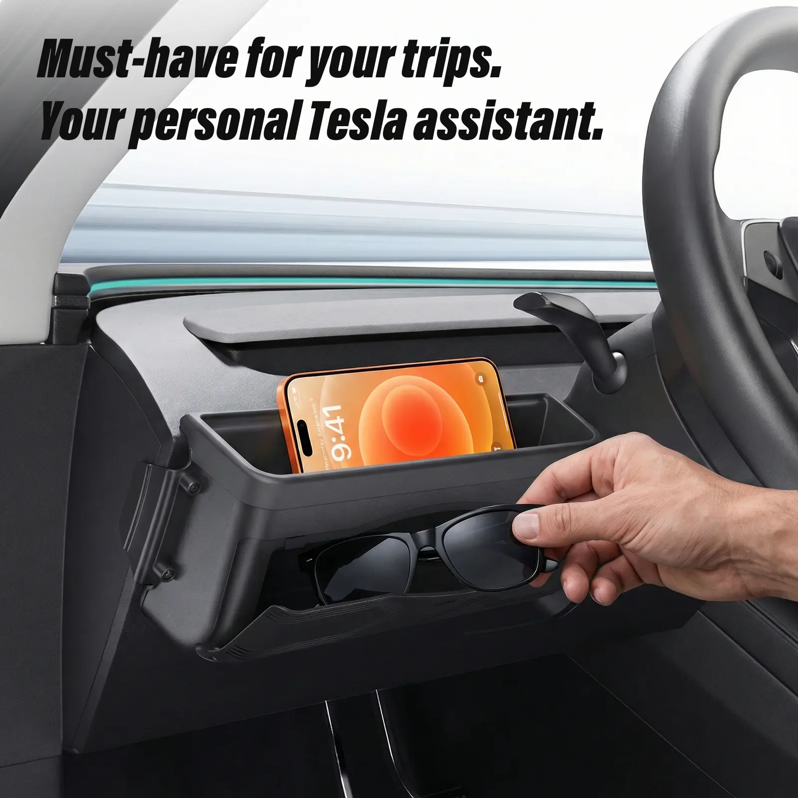 Topfit Dashboard Organizer for Tesla Model Y 2021-2024&2025-2026 Multifunctional Storage Box Sunglasses Phone Holder Glove Box Organized Accessories for Tesla Model Y Accessories