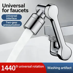 Universal Mechanical Arm Faucet Extender 1 Water Flow Modes Anti-Splash Swivel Faucet Adapter for Kitchen Sink Bathroom