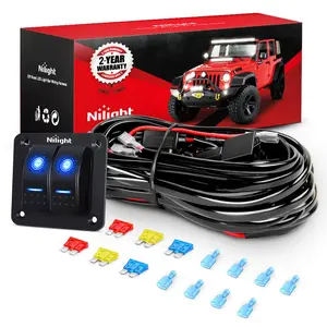 Nilight 16AWG LED Light Bar Wiring Harness Kit 12V On/Off 2 Gang Rocker Switch Panel Power Relay Blade Fuse 5Pin Toggle Switch for Cars Boat ATV Trucks-4 Leads Lighting Outdoor Home  dealsforyoudays