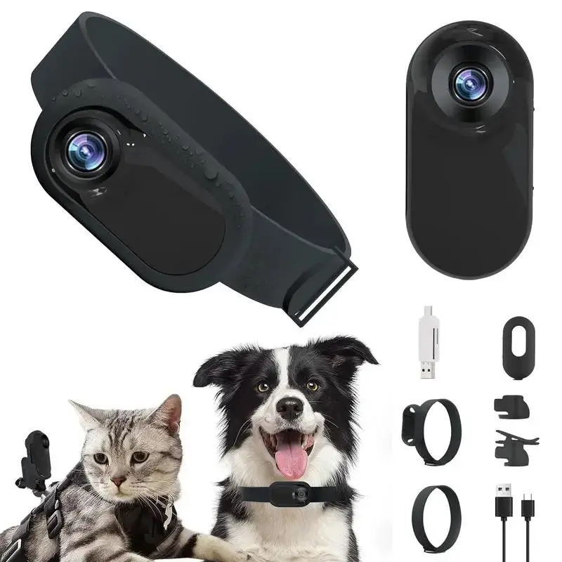 HD 1080P Pet Collar Camera Lightweight Wearable Camera with 32GB Card, No WiFi Required, for Dogs and Cats