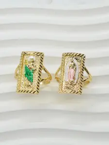 Vintage Saint Jude Guadalupe Virgin Mary Open Ring, Daily Party Wear, Religious Catholic Faith Jewelry, Holiday Gift, Anniversary Ring