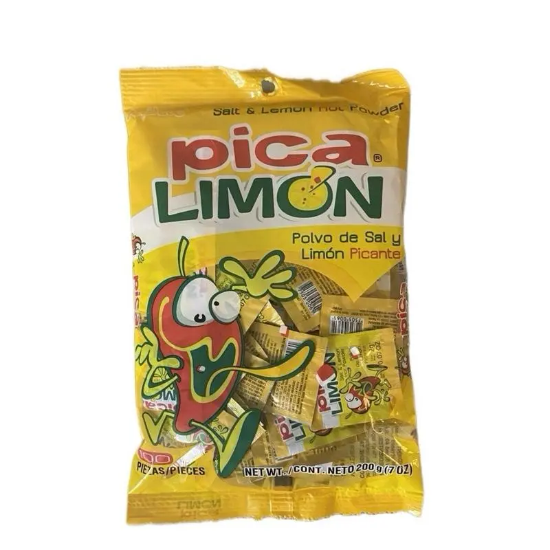 Pica Zesty Lemon Powder Candies, 100-Packet Stash, 12oz Fruity Sweet Snack for All Ages, Caffeine-Free Option to Mix Into Drinks